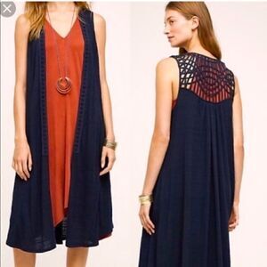 Saturday Sunday blue macrame duster best/cardigan